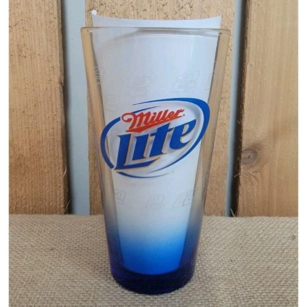 Miller Lite Beer Nascar Racing #2 Kurt Busch Heavy Pint Glass MINT CONDITION